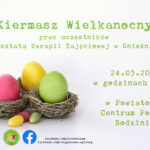 Kiermasz Wielkanocny - plakat informacyjny 24.03.2023 o godzinie 10-13 w PCPR Gniezno